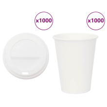 Berkfield Paper Coffee Cups with Lids 1000 pcs 12oz 300ml