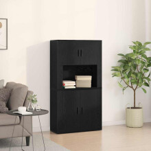 Berkfield Highboard Black Oak 80 x 33 x 150 cm Engineered Wood