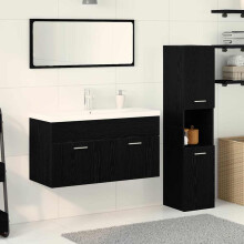 Berkfield Bathroom Furniture Set 4 pcs Black Oak Engineered Wood