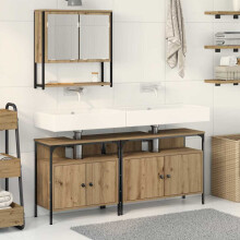 Berkfield Bathroom Furniture Set with Shelf 3 pcs Brown Engineered wood