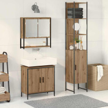 Berkfield Bathroom Furniture Set with Shelf 3 pcs Brown Engineered wood