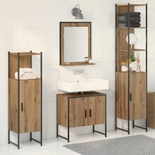 Berkfield Bathroom Furniture Set with Door 4 pcs Brown 33 x 33 x 185.5 cm
