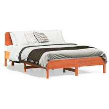 Berkfield Bed Frame without Mattress Wax Brown 135x190 cm Double Solid Wood Pine