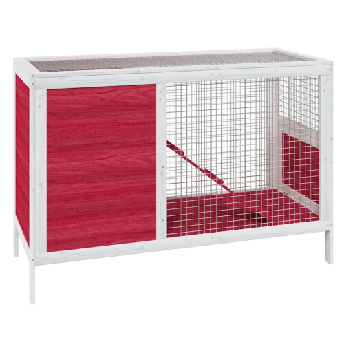 Berkfield Rabbit Hutch Red 103x44x69.5 cm Solid Wood Pine 1