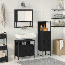 Berkfield Bathroom Furniture Set with Shelf 3 pcs Black Engineered wood