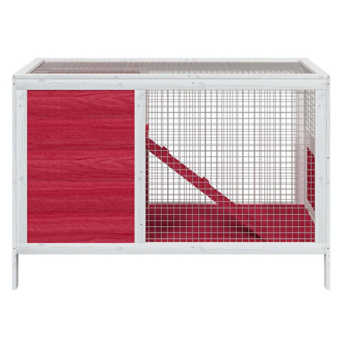 Berkfield Rabbit Hutch Red 103x44x69.5 cm Solid Wood Pine 2