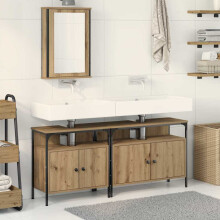 Berkfield Bathroom Vanity Units with Shelf 3 pcs Brown Engineered wood