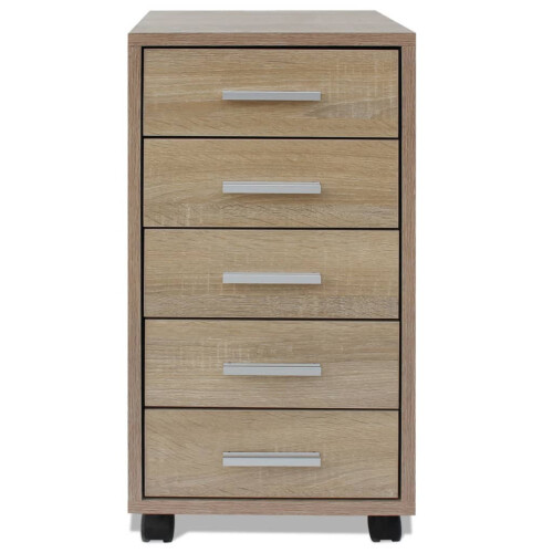 Berkfield Office Drawer Unit with Castors 5 Drawers Oak 2
