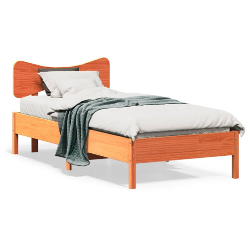 Berkfield Bed Frame without Mattress Wax Brown 75x190 cm Small Single Solid Wood Pine
