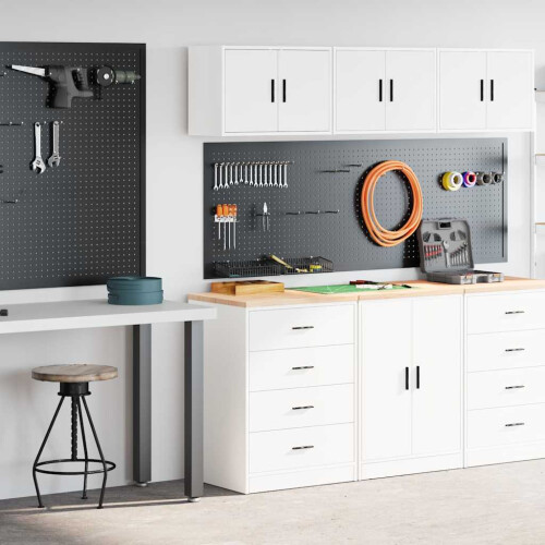 Berkfield Garage Cabinets 2 pcs White Engineered Wood