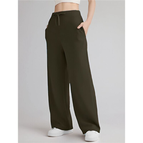 Dames High Waisted Baggy Sweatpants Legergroen M 1
