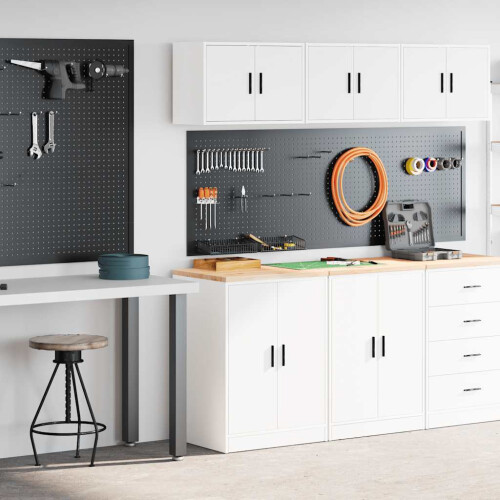 Berkfield Garage Cabinets 2 pcs White Engineered Wood