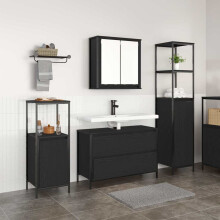 Berkfield Bathroom Furniture Set 3 pcs Black Oak Engineered Wood