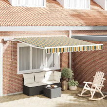 Berkfield Retractable Awning Manual Green and yellow 350 x 250 cm