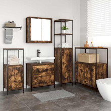Berkfield Bathroom Furniture Set with Shelf 5 pcs Brown Engineered wood