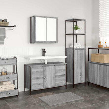 Berkfield Bathroom Furniture Set with Drawer 2 pcs Grey sonoma and Black