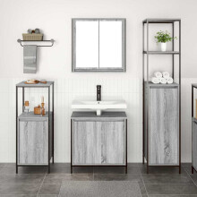 Berkfield Bathroom Furniture Set with Shelf 3 pcs Grey Sonoma and Black