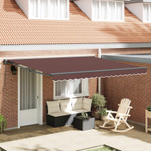 Berkfield Awning Frame Brown 400 x 300 cm Polyester with PU coating