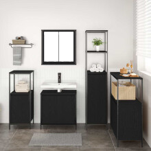 Berkfield Bathroom Furniture Set 5 pcs Black Oak Engineered Wood