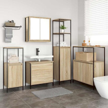 Berkfield Bathroom Furniture Set with Shelf 5 pcs Beige Engineered wood