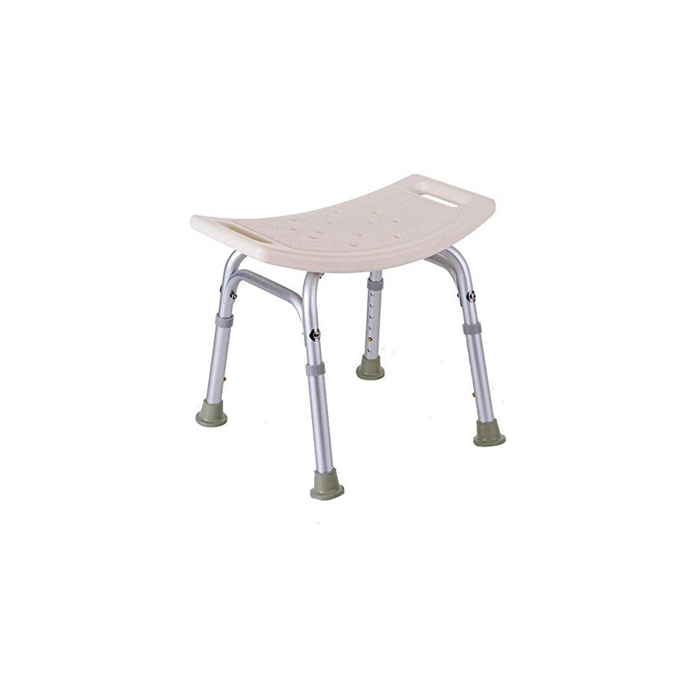 White Adjustable Shower Chair For Elderly, Waterproof Aluminum Bath Stool With Nonslip Feet, 227Kg Capacity