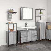 Berkfield Bathroom Furniture Set with Drawer 3 pcs Grey sonoma and Black