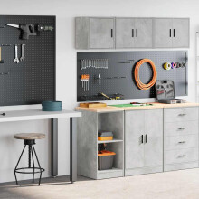 Berkfield Garage Cabinets 2 pcs Concrete Grey Engineered Wood