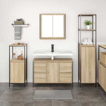 Berkfield Bathroom Furniture Set with Drawer 3 pcs Sonoma oak and Black