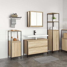 Berkfield Bathroom Furniture Set 3 pcs Sonoma Oak Engineered Wood