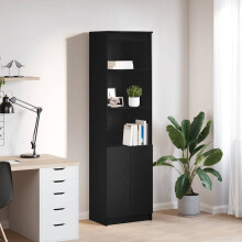 Berkfield Highboard Black Oak 50x35x180 cm Engineered Wood