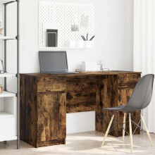 Berkfield Desk with Drawer Smoked oak 140 x 49 x 76 cm Engineered wood
