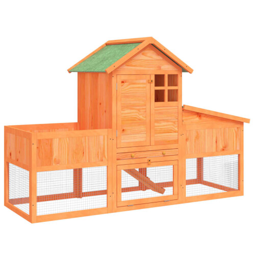 Berkfield Rabbit Hutch Brown 170x63x113 cm Solid Wood Pine 1