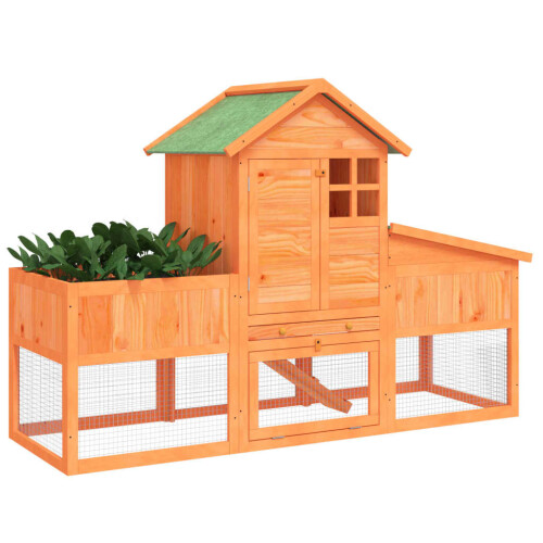 Berkfield Rabbit Hutch Brown 170x63x113 cm Solid Wood Pine 2