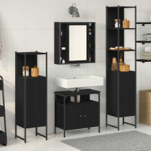 Berkfield Bathroom Furniture Set 4 pcs Black Oak Engineered Wood
