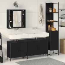 Berkfield Bathroom Furniture Set with Shelf 4 pcs Black Engineered wood