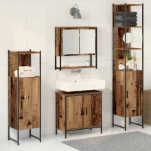 Berkfield Bathroom Furniture Set with Door 4 pcs Brown 33 x 33 x 185.5 cm
