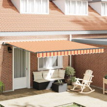 Berkfield Retractable Awning Manual Yellow and Orange 400 x 300 cm