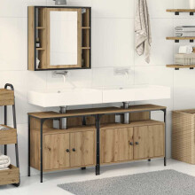 Berkfield Bathroom Vanity Units with Shelf 3 pcs Brown Engineered wood