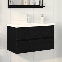 Berkfield Bathroom Sink Cabinet Black Oak 80 x 39 x 62 cm Engineered Wood