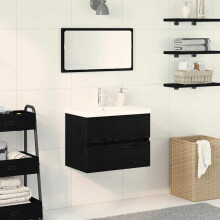 Berkfield Bathroom Sink Cabinet Black Oak 60 x 39 x 62 cm Engineered Wood