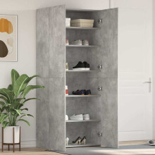 Berkfield Shoe Cabinet with Shelf Grey 80 x 35.5 x 180 cm Engineered wood
