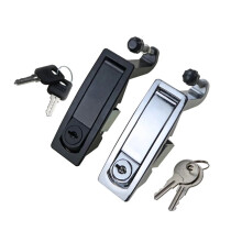 Cabinet Push Button Lock Black Zinc Alloy Flat Lock for Electrical Box and Mechanical Equipment 1Pcs
