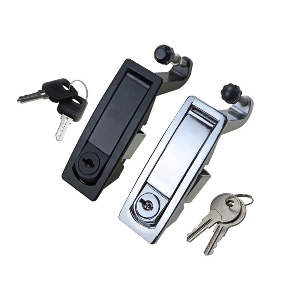 Cabinet Push Button Lock Black Zinc Alloy Flat Lock For Electrical Box And Mechanical Equipment 1Pcs 9045646573588
