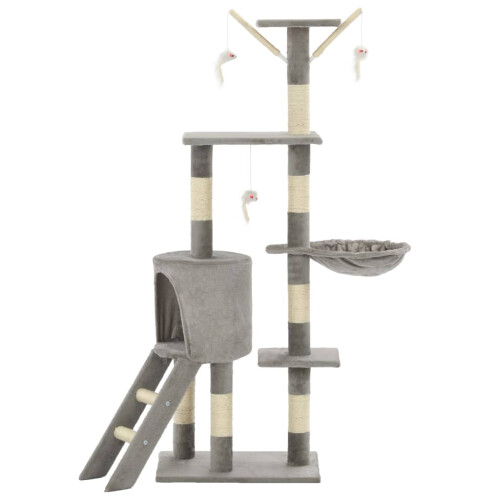 Berkfield Cat Tree with Sisal Scratching Posts 138 cm Grey 2