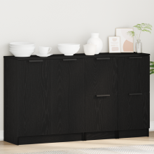 Berkfield Sideboard 3 pcs Black Oak Engineered Wood