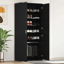 Berkfield Shoe Cabinet Black Oak 80 x 39 x 178 cm Engineered Wood