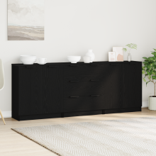 Berkfield Sideboard 3 pcs Black Oak 180 x 30 x 70 cm Engineered Wood
