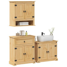 Berkfield 3 Piece Bathroom Furniture Set Corona Solid Wood Pine