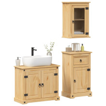 Berkfield 3 Piece Bathroom Furniture Set Corona Solid Wood Pine