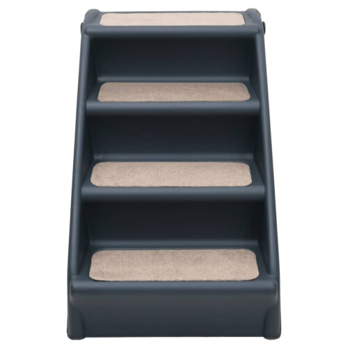 Berkfield Folding 4-Step Dog Stairs Dark Grey 2